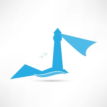 lighthouse landscape blue icon
