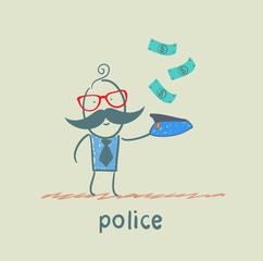 police collect money which fall