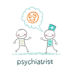 Naklejka premium psychiatrist says a patient's illness