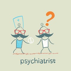 ??????psychiatrist gives the patient a pill crazy