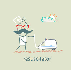 resuscitator played with toy ambulance