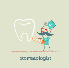 stomatologist drawing tooth