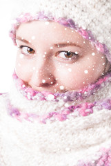 Close up winter woman's face