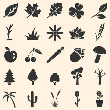 vector set of plants icons