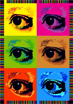 retro pop art poster with eyes