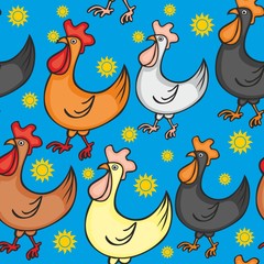 vector illustration with seamless rooster