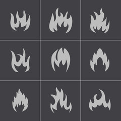 Vector black fire icons set