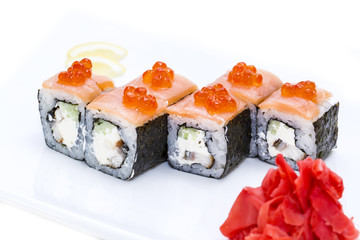 Japanese sushi seafood on a white background