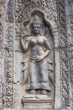 Apsaras on the wall of Angkor Wat