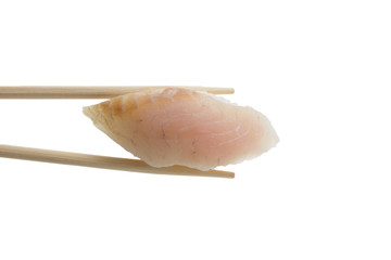 closeup of a scallop sushi