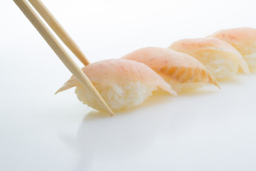 closeup of a scallop sushi