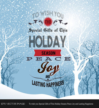 eps Vector image:Holiday Season Peace Joy and Lasting Happiness