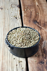 Green lentils in a bowl