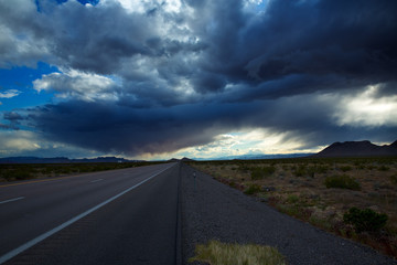 Stormy clouds dramatic clouds sky in I-15 Nevada US