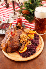 roasted duck on Christmas table