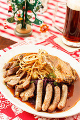 roasted meat on Christmas table