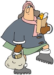 Woman carrying groceries