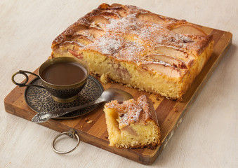 Danish apple pie and a cup of coffee