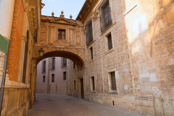 Fototapeta na wymiar Valencia Cathedral Arch Barchilla street at Spain