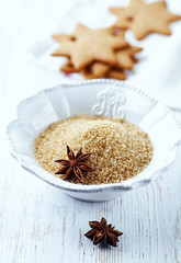 Brown sugar and star anise for christmas baking
