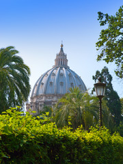 View at the St Peter's Basilica from the Vatican Gardens