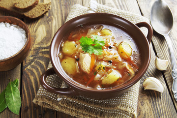 Cabbage soup with meat