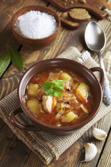 Cabbage soup with meat