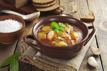 Cabbage soup with meat