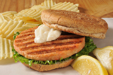 Healthy salmon burger