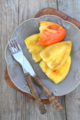 Roasted peppers stuffed with cheese
