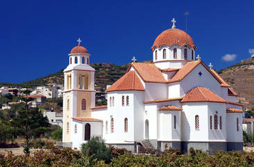 Fototapeta na wymiar Orthodox church in greek town, Crete.