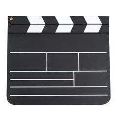 Blank movie production clapper board isolated white background