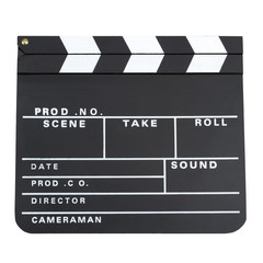 Movie production clapper board isolated on white background