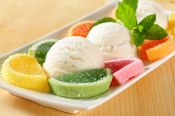 Ice cream with jelly candy
