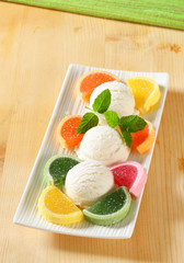 Ice cream with jelly candy