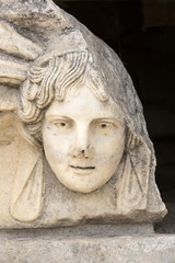 Obraz premium Head relief on the Portico of Tiberius in Aphrodisias, Aydin, Tu