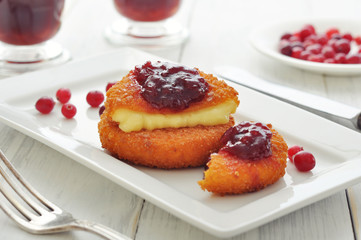 Breaded and baked camembert