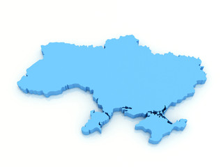3d map of Ukraine in national flag colors