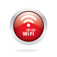 Wifi icon, Red glossy