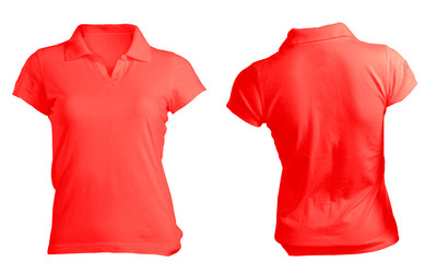 Women's Blank Red Polo Shirt Template