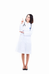 Young Asian woman doctor showing something