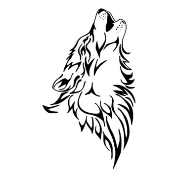 wolf howl head tattoo vector isolate