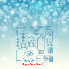 New Year snowflake retro background vector