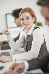 portrait of businesswoman during a meeting