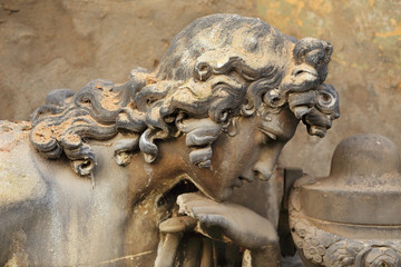 Stone Sculpture of Man from old Prague Cemetery, Czech Republic