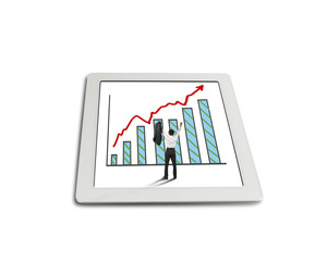 hands rising cheered businessman with growth red arrow trend