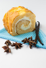 Jam roll cake with Vanilla pods