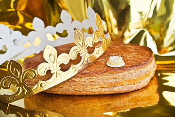 Traditionnelle galette des rois pour la célébration de la fête de l'Epiphanie en janvier 2025 en...