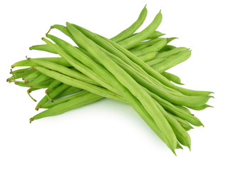 green beans on white background