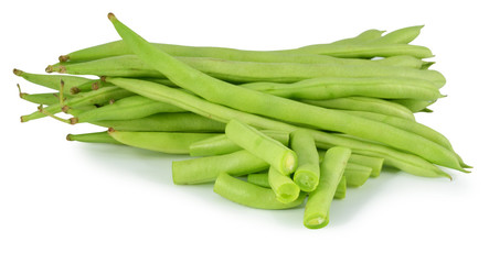 green beans on white background